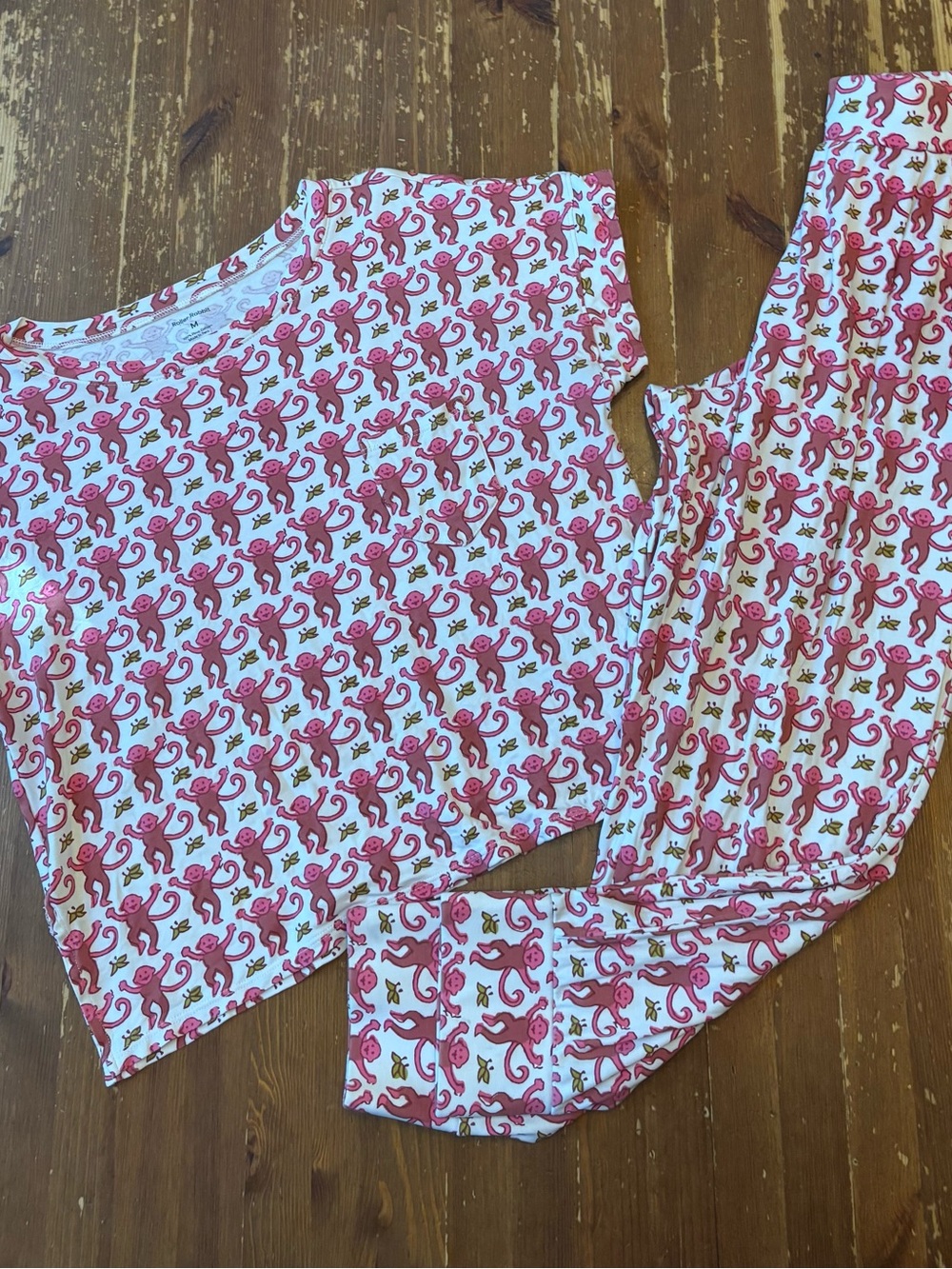 Roller Rabbit monkey print two piece set. Medium. 100% Pima cotton